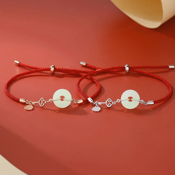 Buddha Stones Natural Hetian Jade Peace Buckle 925 Sterling Silver Red String Fu Character Protection Luck Bracelet - image 13