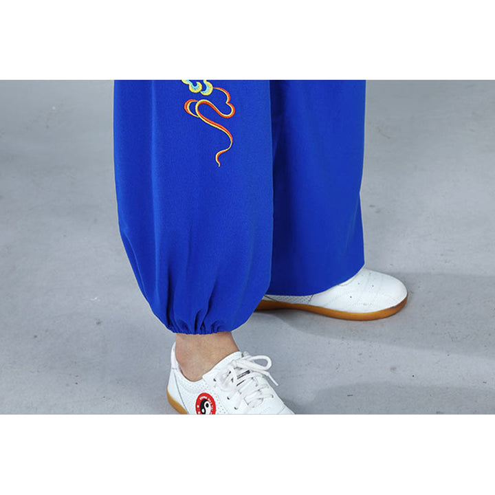 Buddha Stones 2Pcs Fall Colorful Auspicious Clouds Tai Chi Meditation Qigong Zen Practice Unisex Cotton Clothing Set - image 16