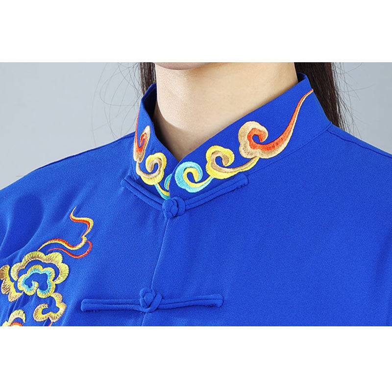 Buddha Stones 2Pcs Fall Colorful Auspicious Clouds Tai Chi Meditation Qigong Zen Practice Unisex Cotton Clothing Set - image 13