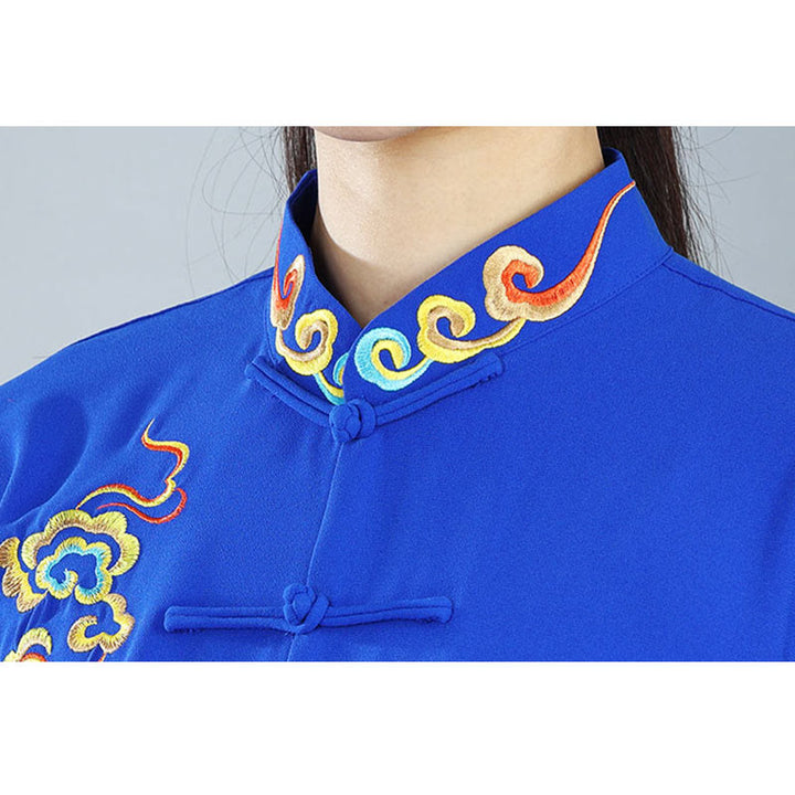 Buddha Stones 2Pcs Fall Colorful Auspicious Clouds Tai Chi Meditation Qigong Zen Practice Unisex Cotton Clothing Set - image 13