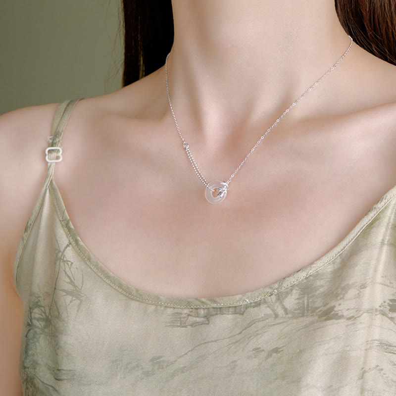 Buddha Stones 925 Sterling Silver Tulip Chalcedony Peace Buckle Fortune Necklace Pendant - image 4