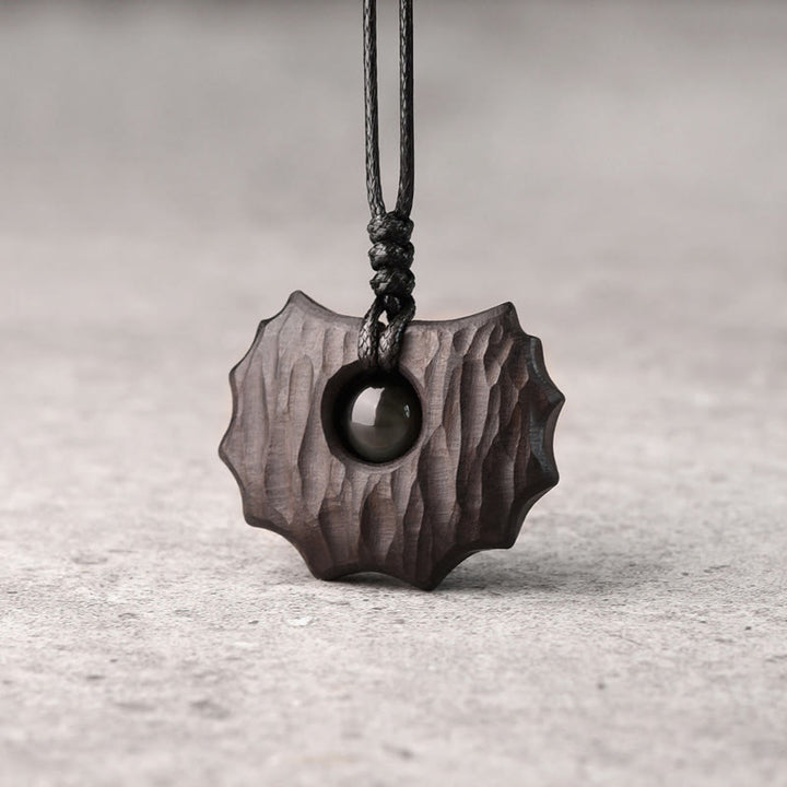 Buddha Stones Ebony Wood Obsidian Irregular Shape Peace Calm Necklace Pendant - Ebony Wood Obsidian (Irregular) - image 0