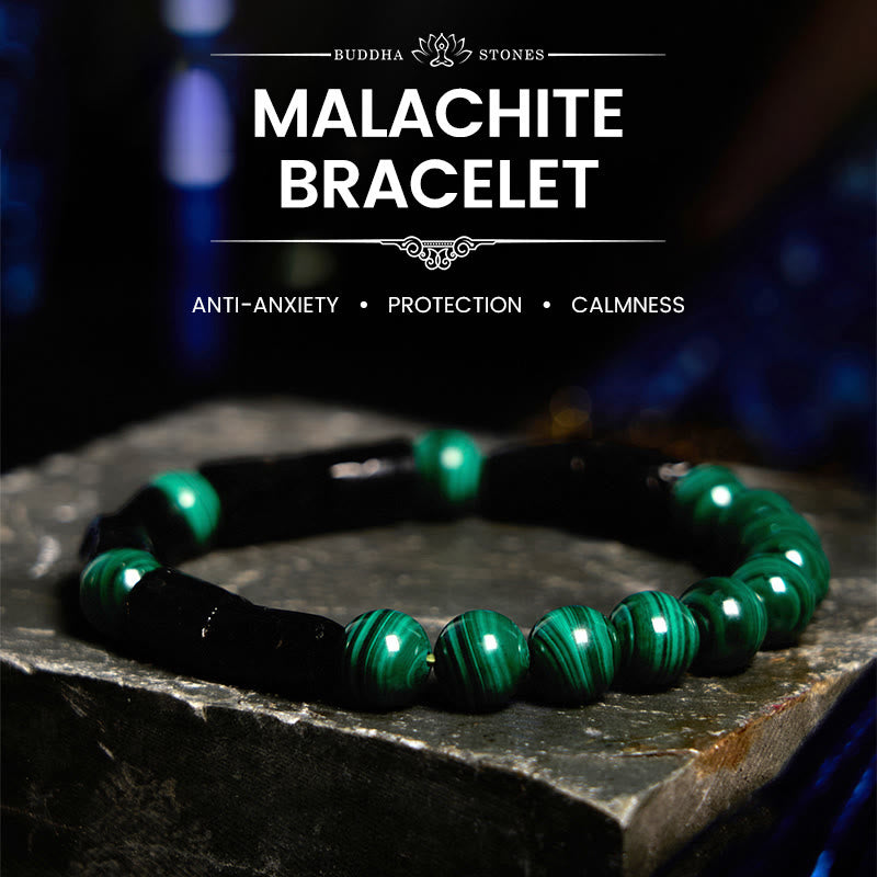 Buddha Stones Malachite Black Tourmaline Purity Bracelet - Malachite Black Tourmaline(Wrist Circumference: 14-16cm) - image 0