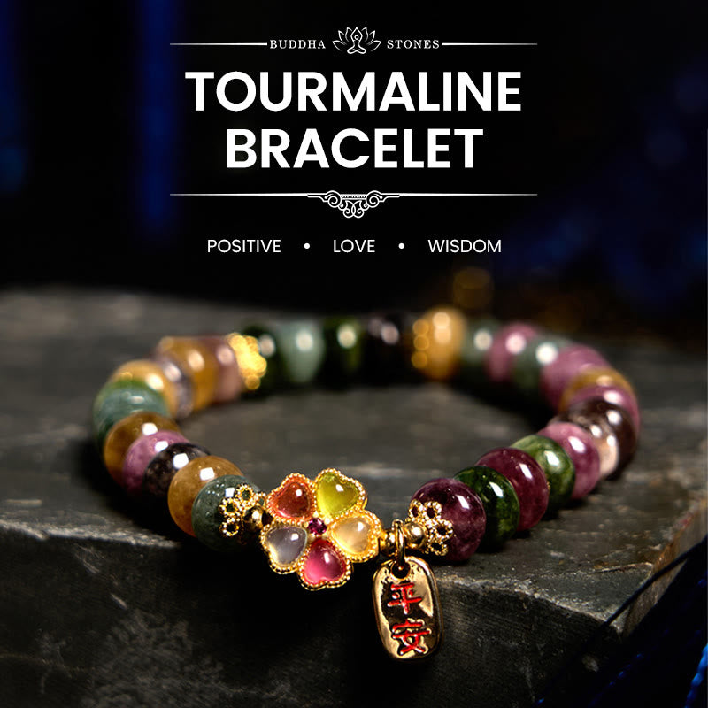 Buddha Stones Tourmaline Jade Safe And Well Love Bracelet - Tourmaline(Wrist Circumference: 14-16cm) - image 0