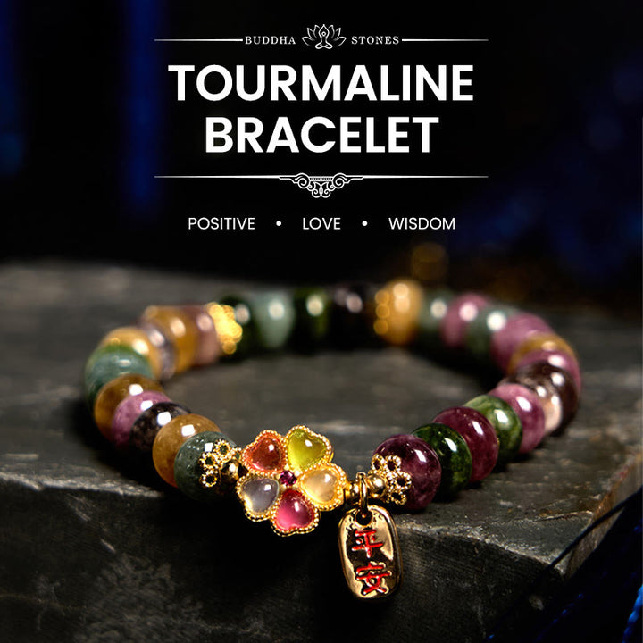 Buddha Stones Tourmaline Jade Safe And Well Love Bracelet - Tourmaline(Wrist Circumference: 14-16cm) - image 0