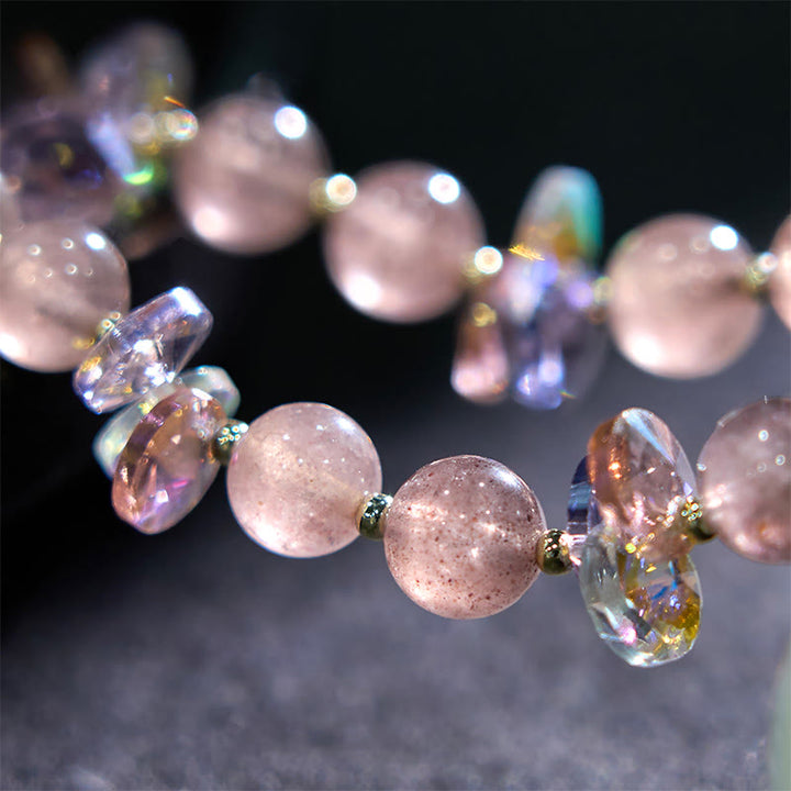 Buddha Stones Strawberry Quartz Crystal Gourd Positive Bracelet - image 8