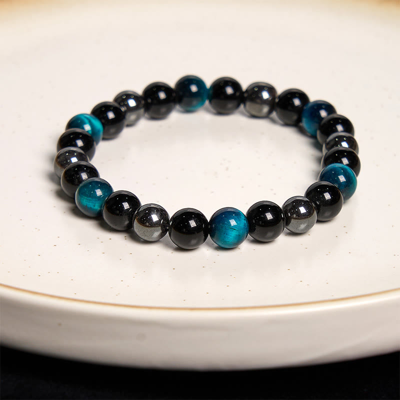 Buddha Stones Natural Tiger's Eye Obsidian Hematite Positive Powerful Bracelet - image 44
