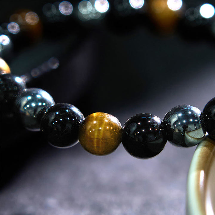Buddha Stones Natural Tiger's Eye Obsidian Hematite Positive Powerful Bracelet - image 6