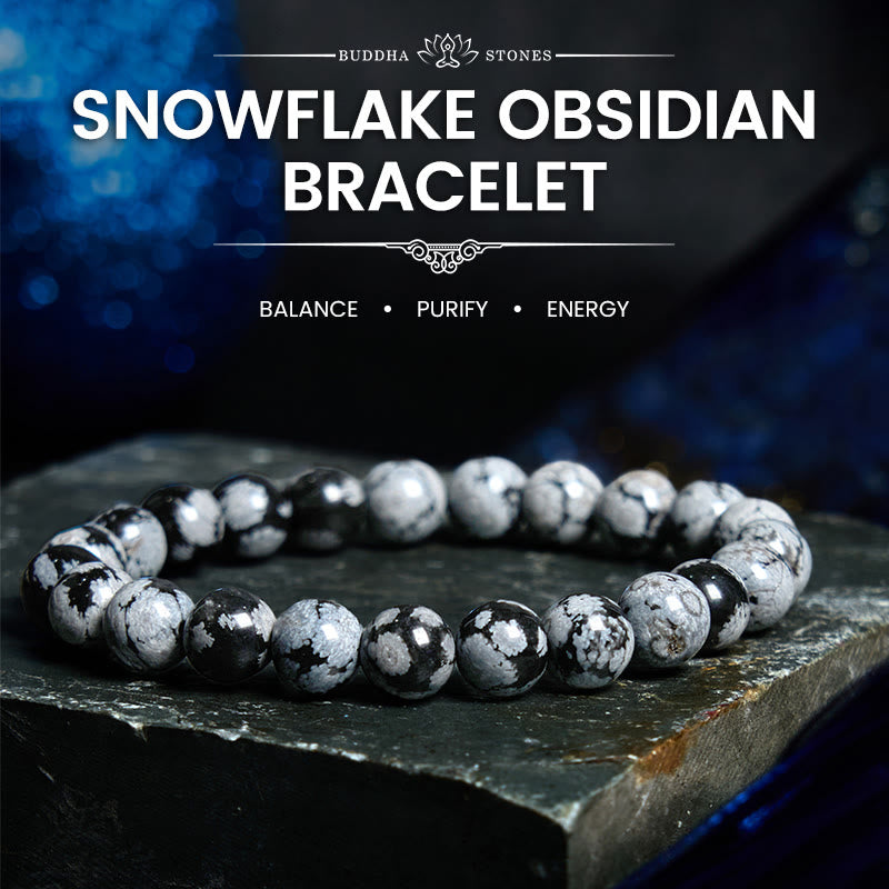 Buddha Stones Snowflake Obsidian Balance Bracelet - Snowflake Obsidian(Wrist Circumference: 14-16cm) - image 0