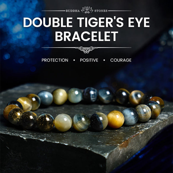 Buddha Stones Yellow Blue Tiger Eye Courage Bracelet - Yellow-Blue Tiger Eye Stone(Wrist Circumference: 14-16cm) - image 0