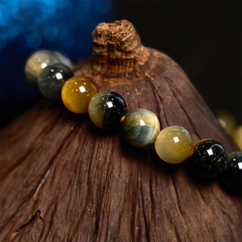 Buddha Stones Yellow Blue Tiger Eye Courage Bracelet - image 3