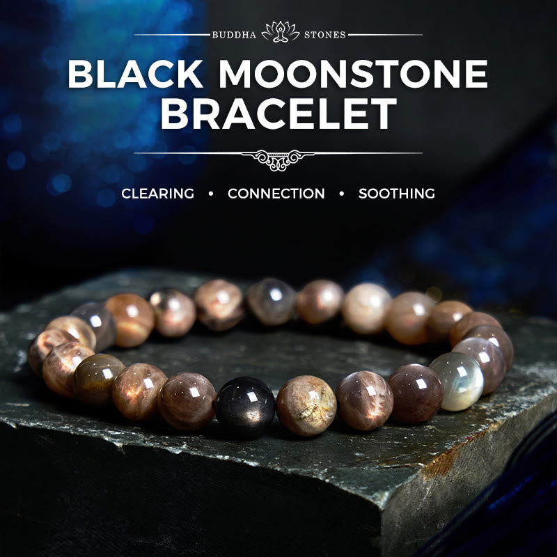 Buddha Stones Black Moonstone Soothing Bracelet - Black Moonstone(Wrist Circumference: 14-16cm) - image 0