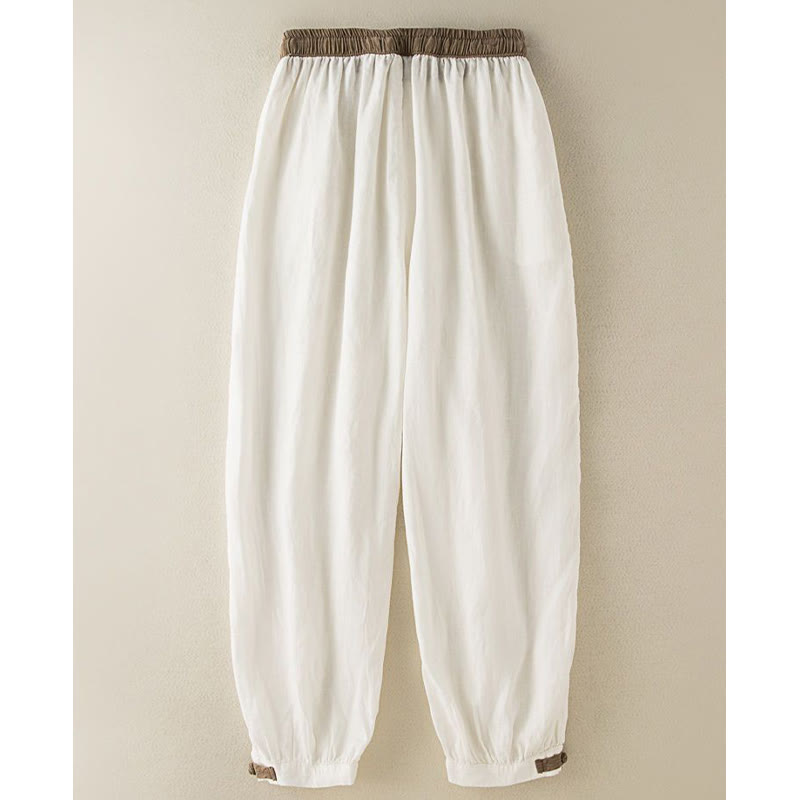 Buddha Stones Plain Cotton Drawstring Women's Harem Pants With Pockets - image 8
