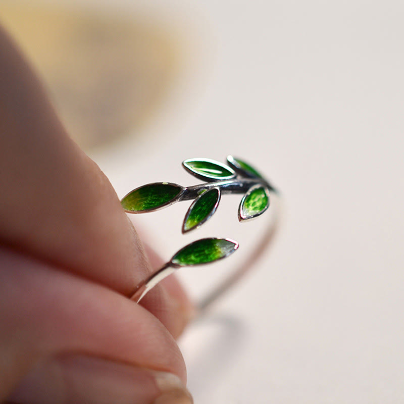 Buddha Stone Leaves Copper Wealth Adjustable Ring - image 8