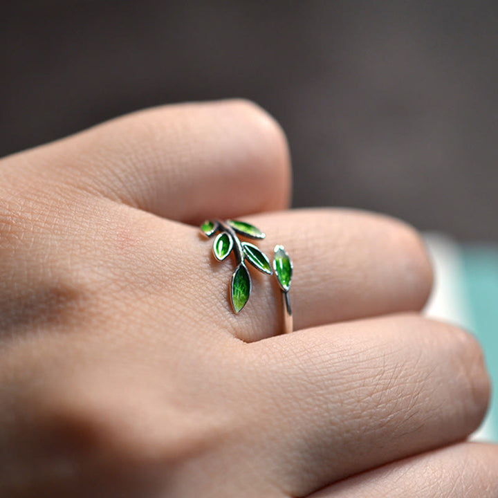 Buddha Stone Leaves Copper Wealth Adjustable Ring - image 4