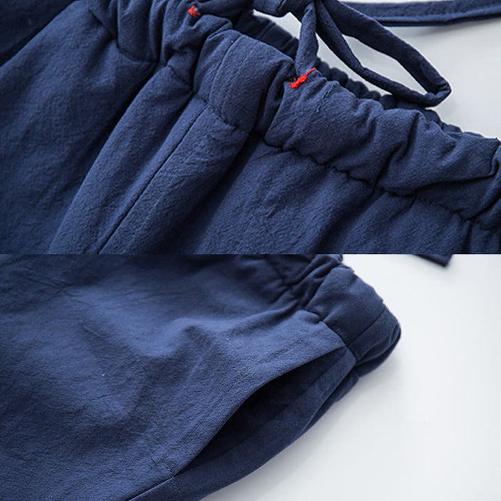 Buddha Stones Winter Solid Men's Drawstring Cotton Fleece Lined Pants With Pockets - image 2