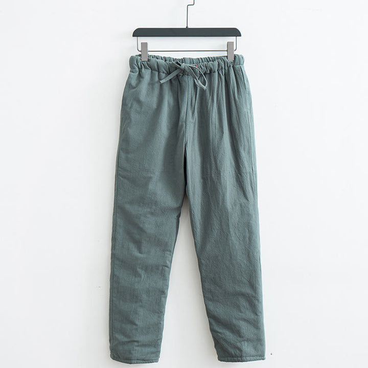 Buddha Stones Winter Solid Men's Drawstring Cotton Fleece Lined Pants With Pockets - CadetBlue - US/UK/AU44，EU54 (4XL) - image 11