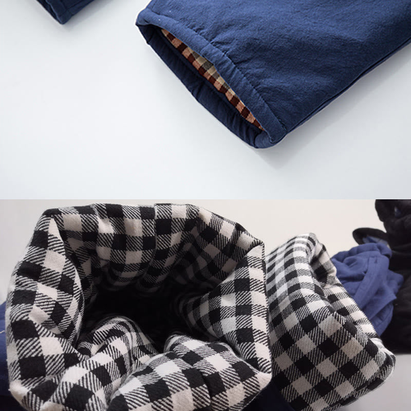 Buddha Stones Winter Solid Men's Drawstring Cotton Fleece Lined Pants With Pockets - image 4