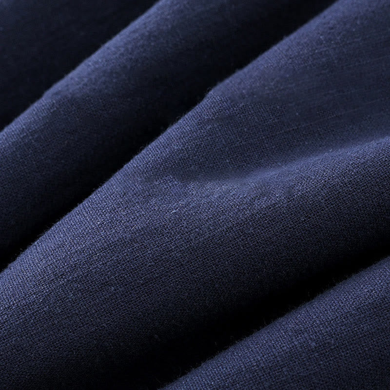 Buddha Stones Winter Men's Frog-Button Tang Suit Linen Cotton Fleece Lined Jacket Shirt With Pockets - image 2