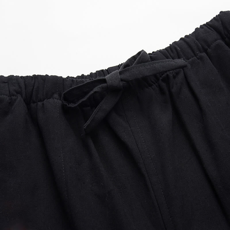 Buddha Stones 2Pcs Fall Men's Tang Suit Frog-Button Cotton Long Sleeve Shirt Pants Set - image 10