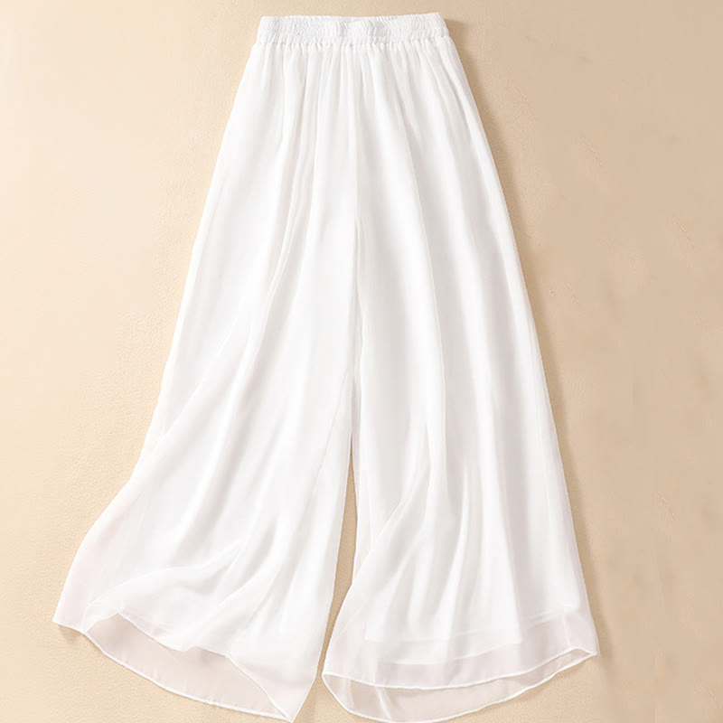 Buddha Stones Women's Flower Embroidery Frog-Button Shirt Dress Wide Leg Pants - image 16