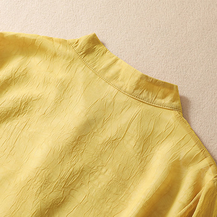 Buddha Stones Women's Flower Embroidery Frog-Button Shirt Dress Wide Leg Pants - image 7