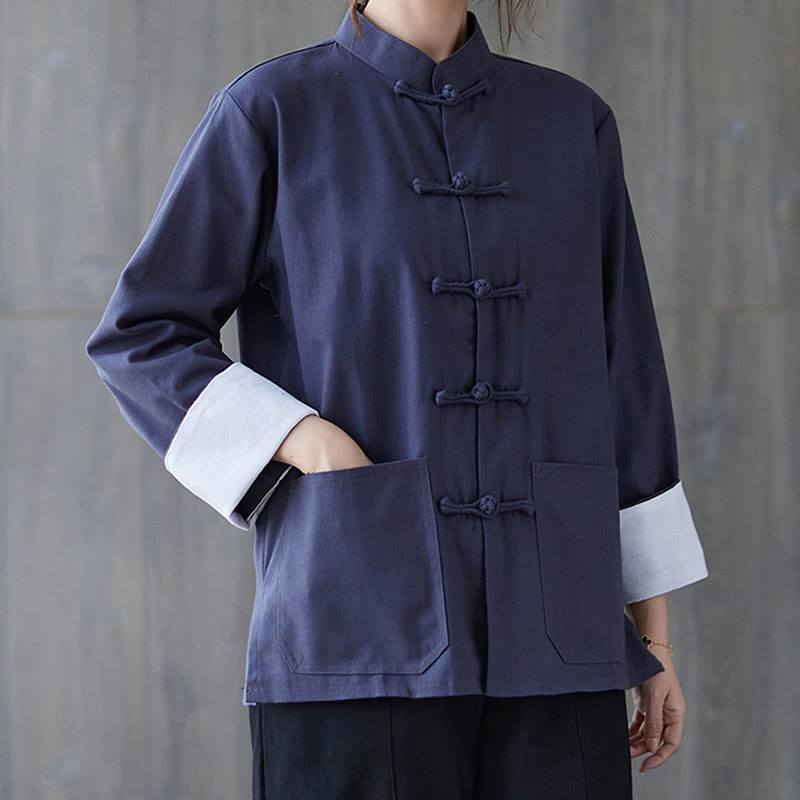 Buddha Stones Women's Frog-Button Long Sleeve Shirt Pants Meditation Cotton Linen Clothing - image 16
