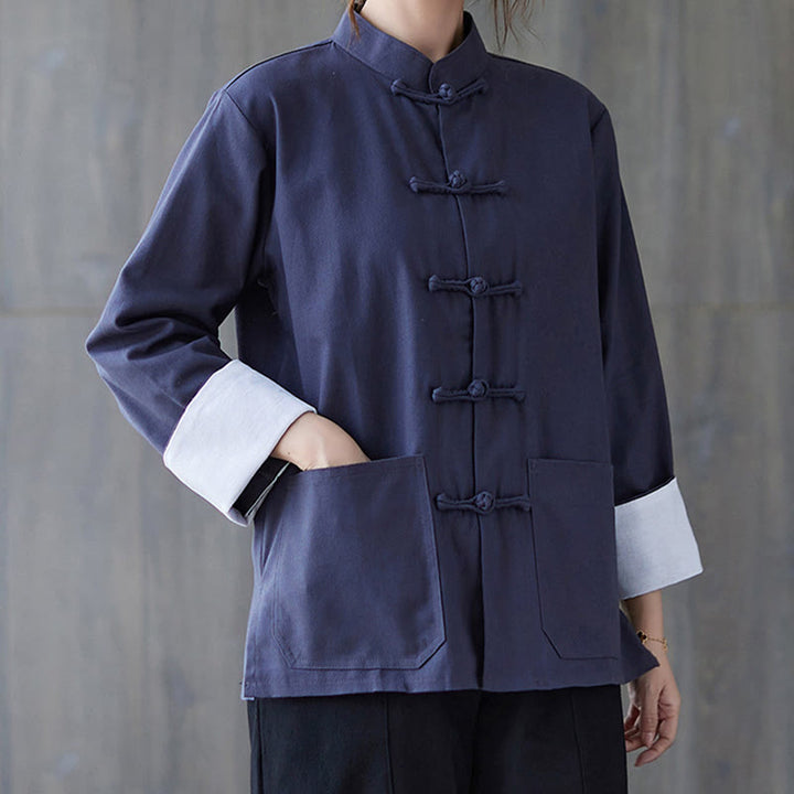 Buddha Stones Women's Frog-Button Long Sleeve Shirt Pants Meditation Cotton Linen Clothing - image 16