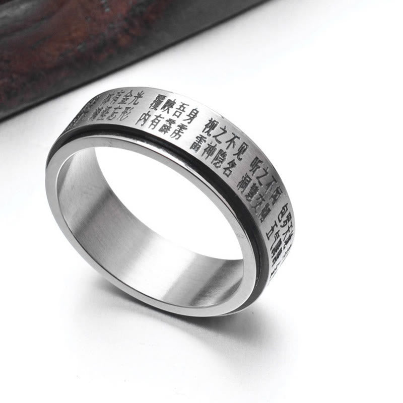 Buddha Stones Bagua Yin Yang Chinese Characters Titanium Steel Balance Rotatable Ring - image 4