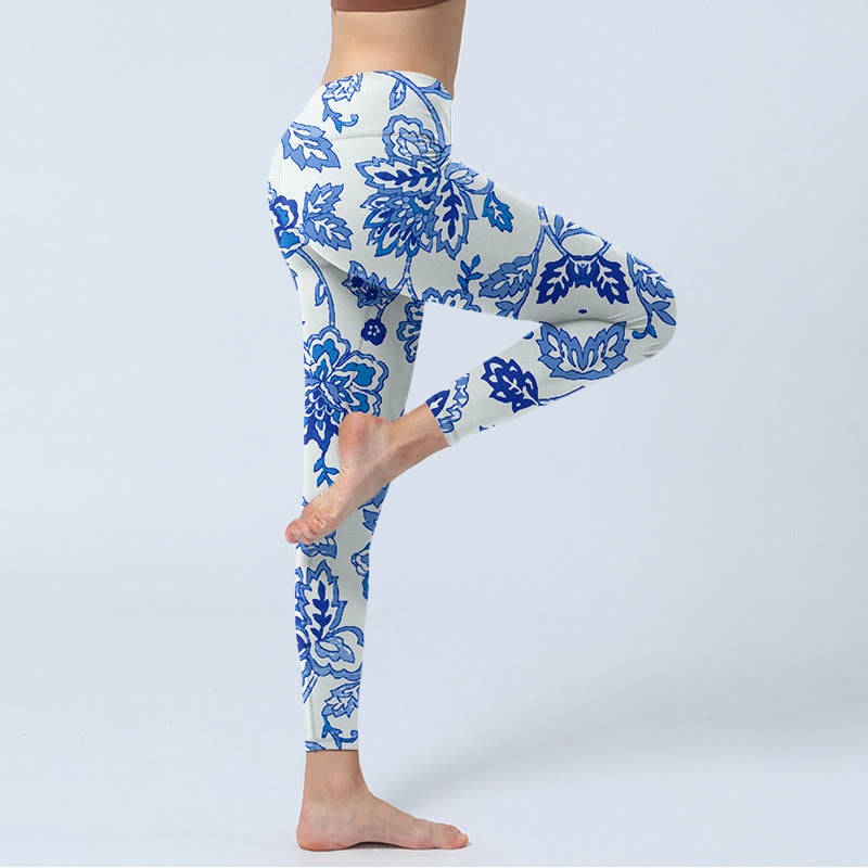 Buddha Stones Flowers Print Gym Leggings Women's Yoga Pants - image 3