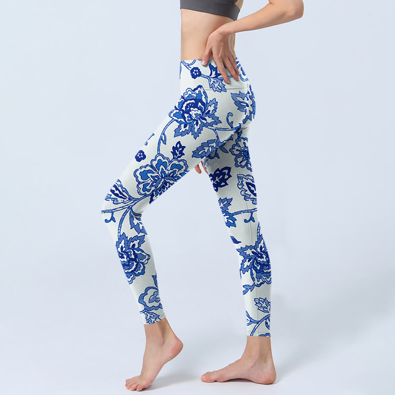 Buddha Stones Flowers Print Gym Leggings Women's Yoga Pants - image 2