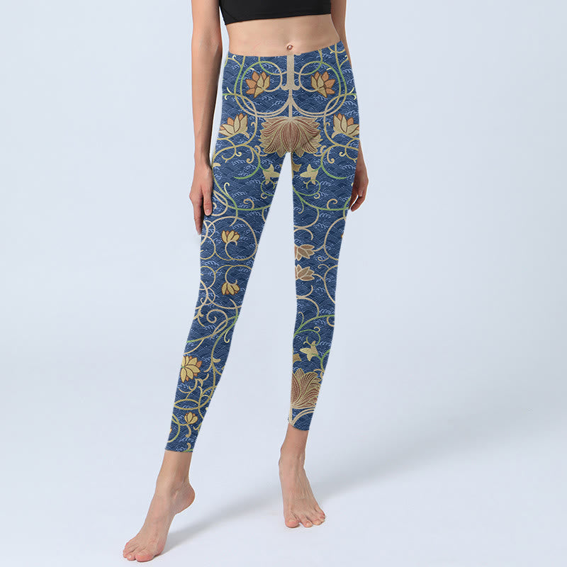 Buddha Stones Lotus Flowers Print Gym Leggings Women's Yoga Pants - image 5