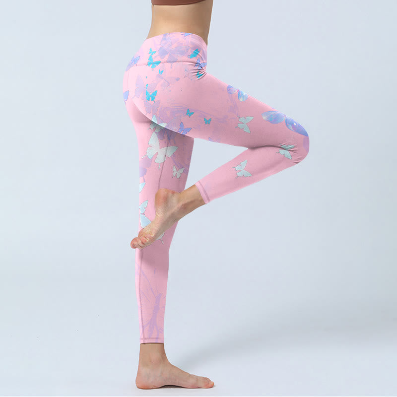 Buddha Stones Butterfly Print Gym Leggings Women's Yoga Pants - image 3