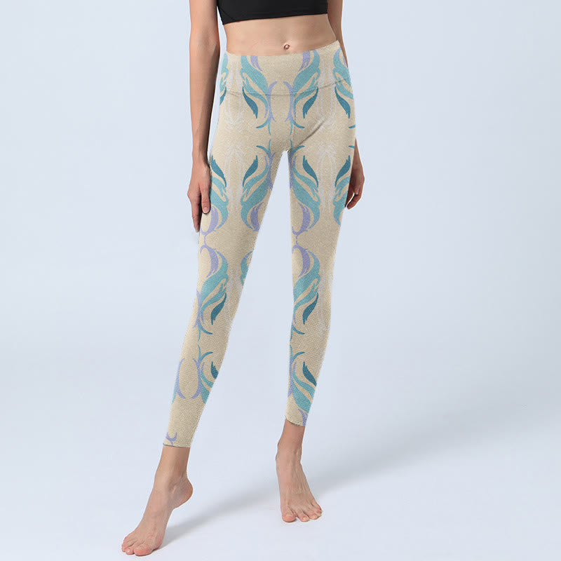 Buddha Stones Blue Purple Green Lines Gym Leggings Women's Yoga Pants - image 5