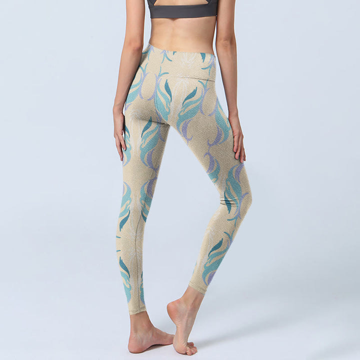 Buddha Stones Blue Purple Green Lines Gym Leggings Women's Yoga Pants - image 4