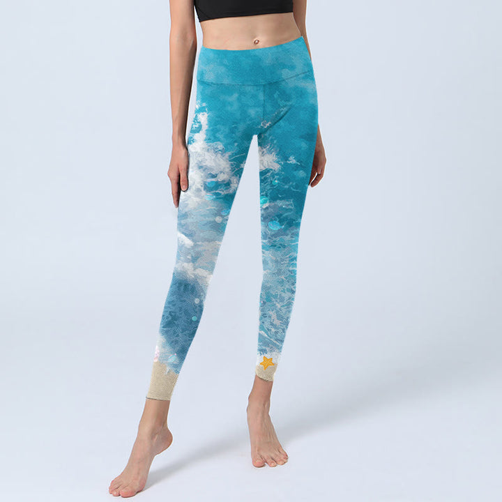 Buddha Stones Ocean Waves Fish Gym Leggings Women's Yoga Pants - image 5