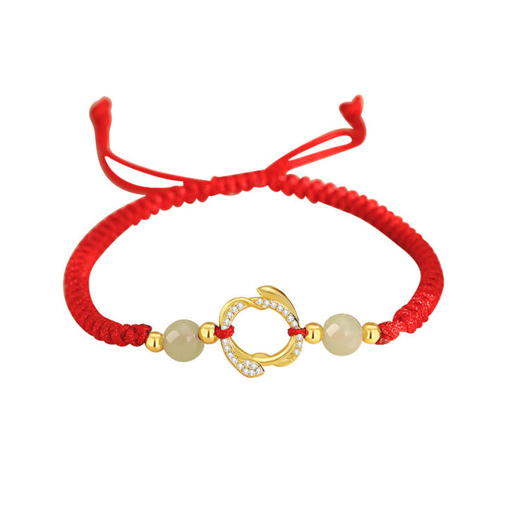 Buddha Stones Red String Hetian Jade 925 Sterling Silver Cubic Zirconia Year of the Snake Protection Bracelet - image 9