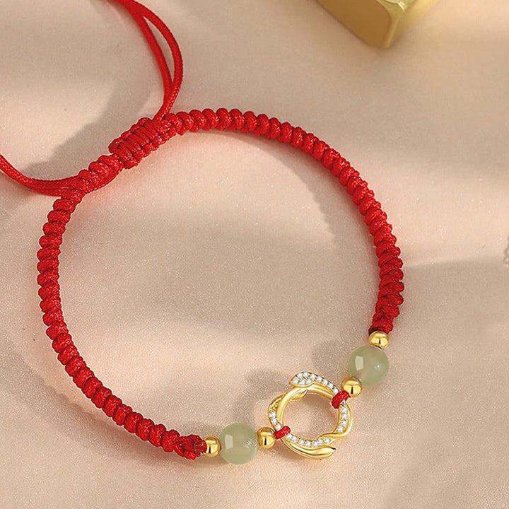 Buddha Stones Red String Hetian Jade 925 Sterling Silver Cubic Zirconia Year of the Snake Protection Bracelet - image 2