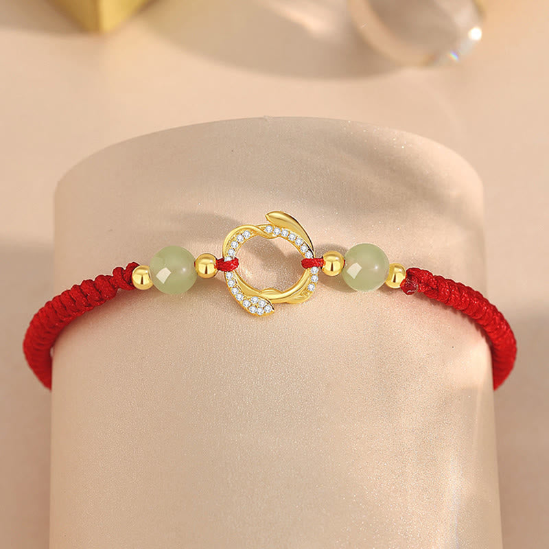 Buddha Stones Red String Hetian Jade 925 Sterling Silver Cubic Zirconia Year of the Snake Protection Bracelet - image 1