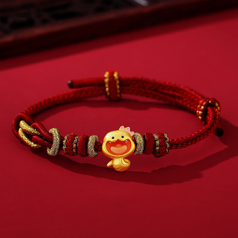 Buddha Stones Red String 925 Sterling Silver Year of the Snake Cute Crown Snake Strength Bracelet - Red String 925 Sterling Silver(Wrist Circumference: 15-18cm) - image 0