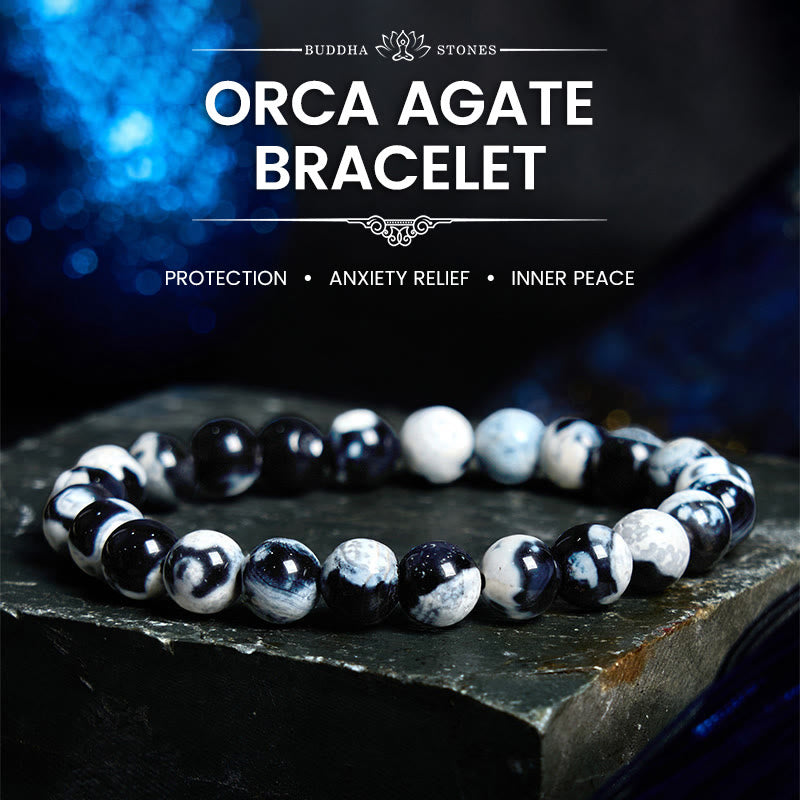 Buddha Stones Orca Agate Protection Bracelet - Orca Agate(Wrist Circumference: 14-16cm) - image 0