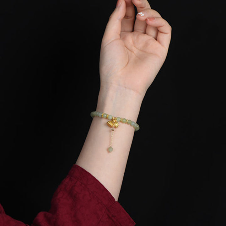 Buddha Stones Natural Hetian Jade Lotus Luck Bracelet - image 3