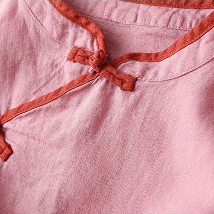 Buddha Stones Retro Flower Embroidery Design Long Sleeve Cotton Linen Women's Shirt - image 15
