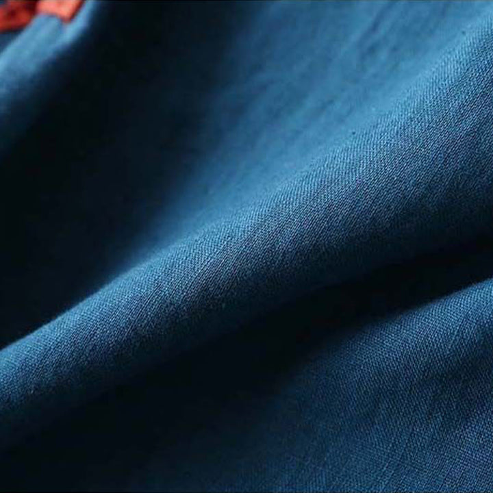 Buddha Stones Retro Flower Embroidery Design Long Sleeve Cotton Linen Women's Shirt - image 12