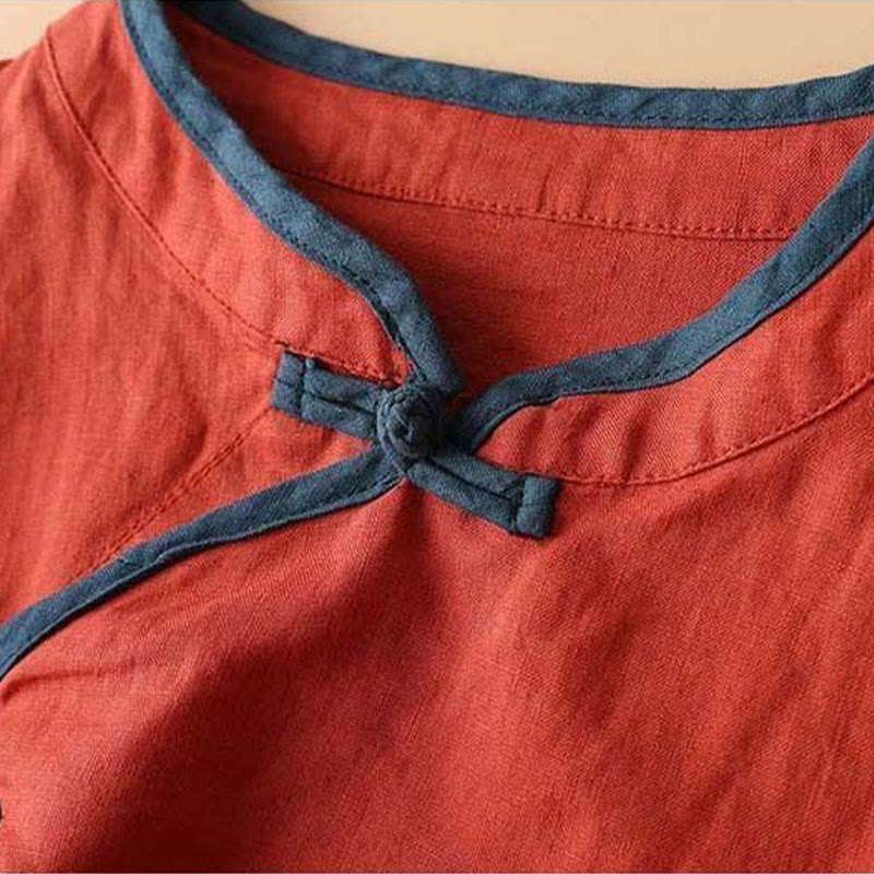 Buddha Stones Retro Flower Embroidery Design Long Sleeve Cotton Linen Women's Shirt - image 2