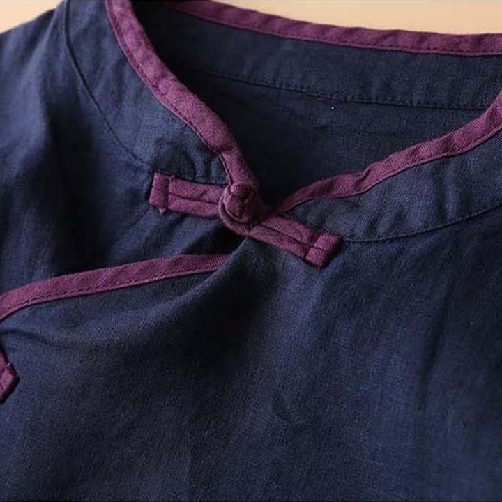 Buddha Stones Retro Flower Embroidery Design Long Sleeve Cotton Linen Women's Shirt - image 23
