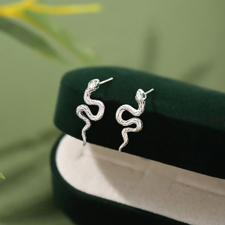 Buddha Stones 925 Sterling Silver Year of the Snake Balance Necklace Pendant Earrings Set - 925 Sterling Silver Earrings - image 6