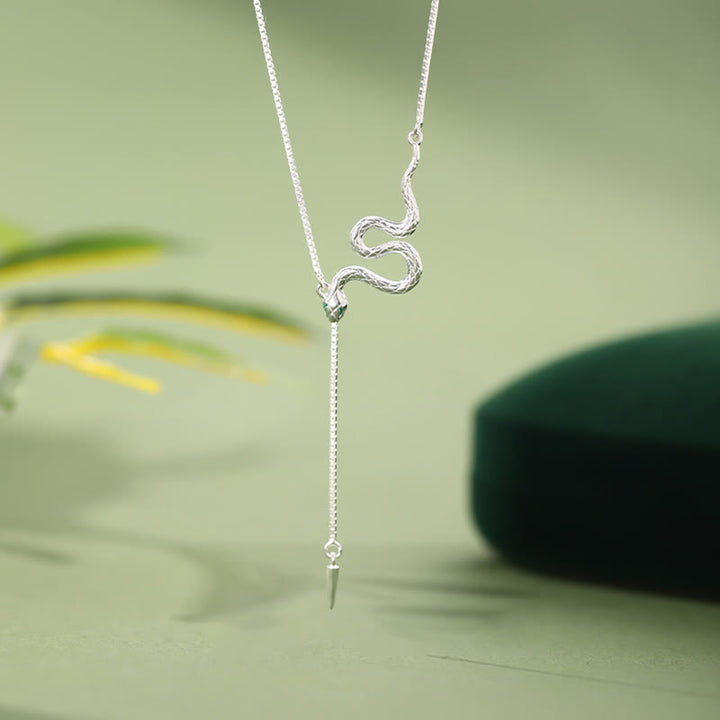 Buddha Stones 925 Sterling Silver Year of the Snake Balance Necklace Pendant Earrings Set - 925 Sterling Silver Necklace - image 2