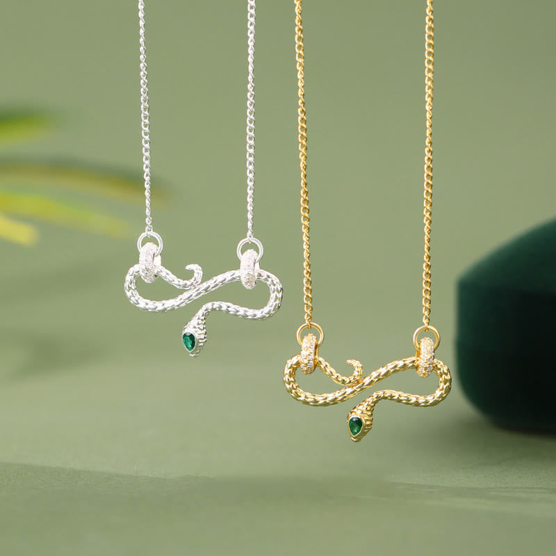 Buddha Stones 999 Sterling Silver Year of the Snake Coiling Snake Infinite Symbol Blessing Necklace Pendant - image 0