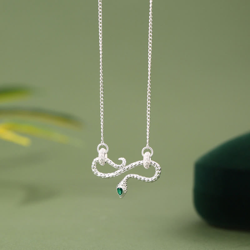 Buddha Stones 999 Sterling Silver Year of the Snake Coiling Snake Infinite Symbol Blessing Necklace Pendant - Silvery 999 Sterling Silver - image 6